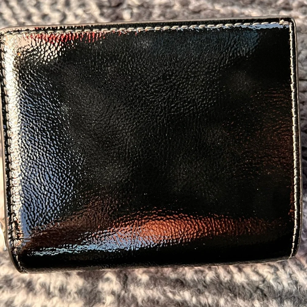Coach Black Patent Crinkle Snap Wallet - Picture 5 of 8